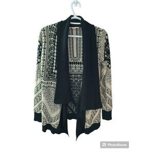 Staring at Stars Anthropologie Open Front Waterfall Knit Geometric Cardigan S